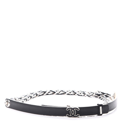 Chanel Lambskin CC Chain Belt 95 38 Black Silver 1 of 7