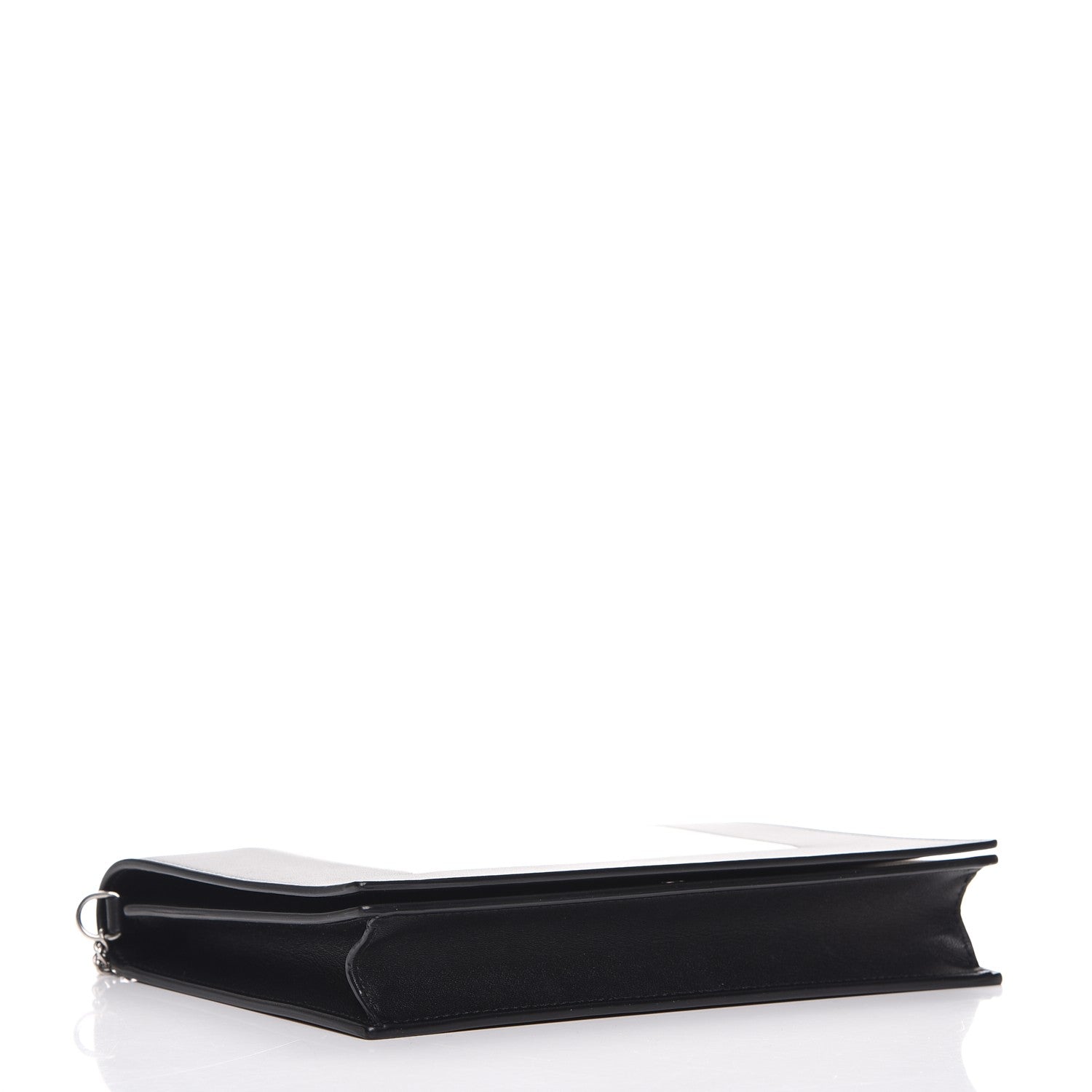 Celine Smooth Lambskin Frame Evening Chain Clutch Black White 3 of 8