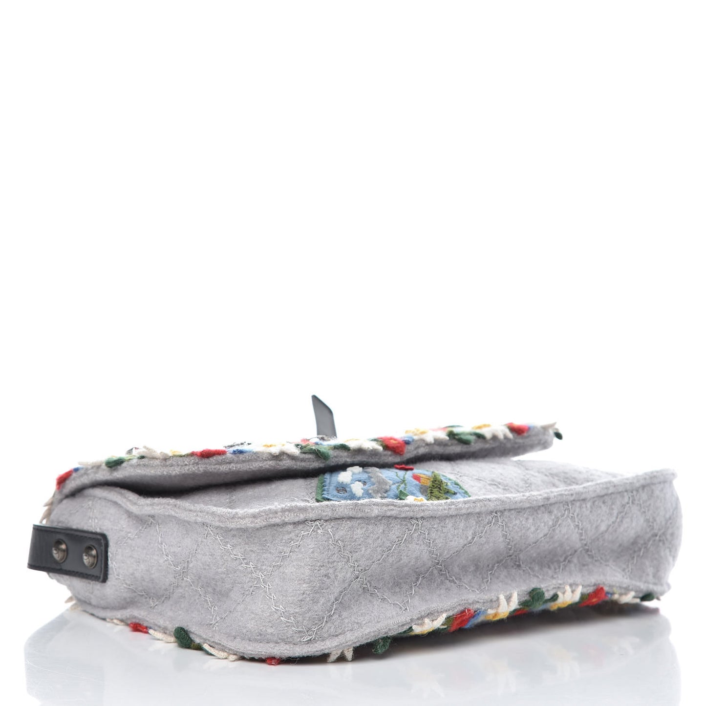 Felt Embroidered Small Crest Austrian Satchel Light Grey