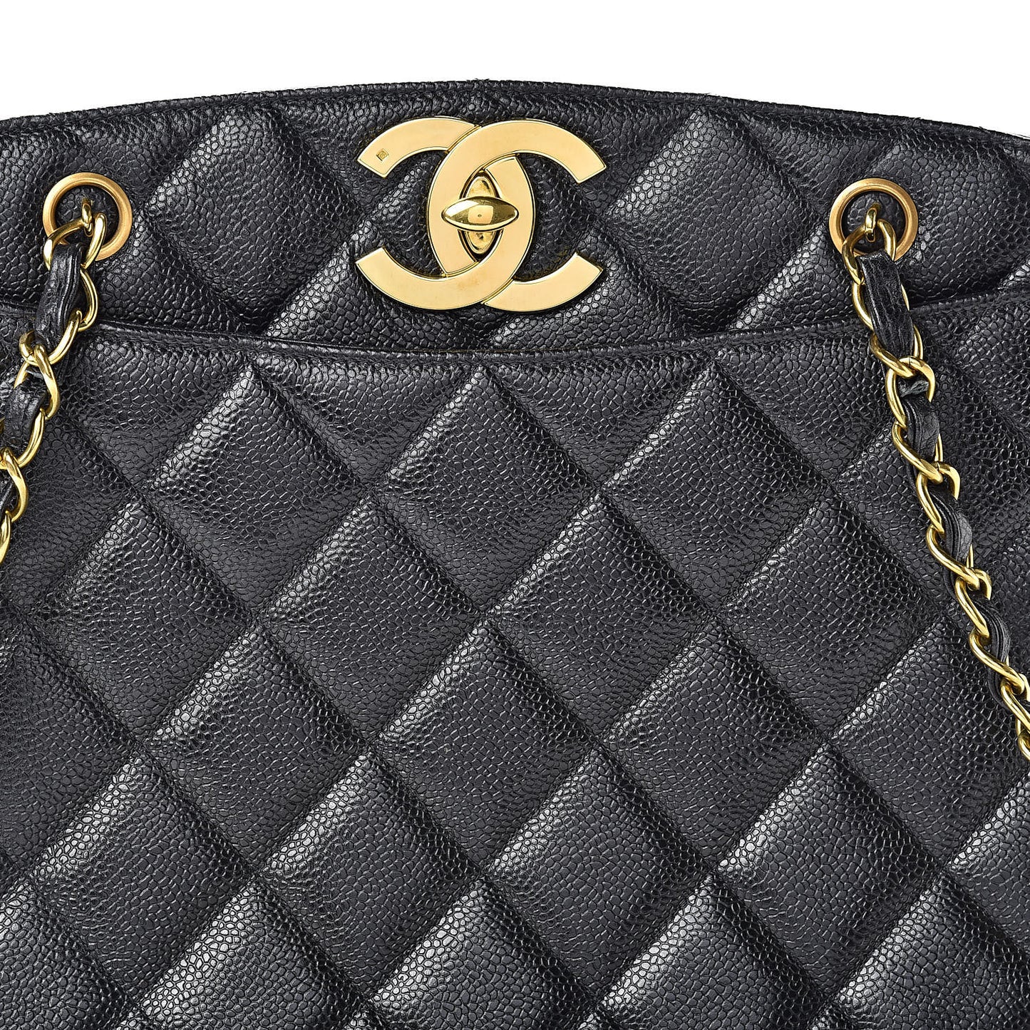 Caviar Quilted Small Tote Black