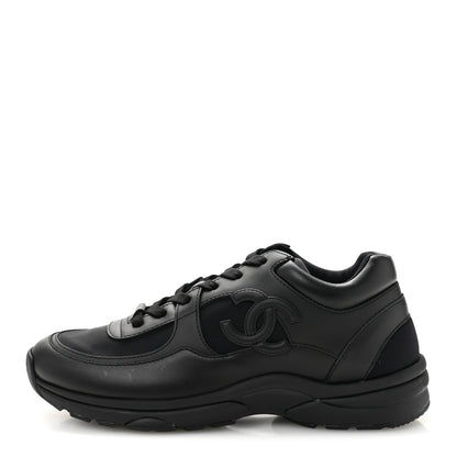 Chanel Lambskin Fabric CC Sneakers 39 Black 1 of 9