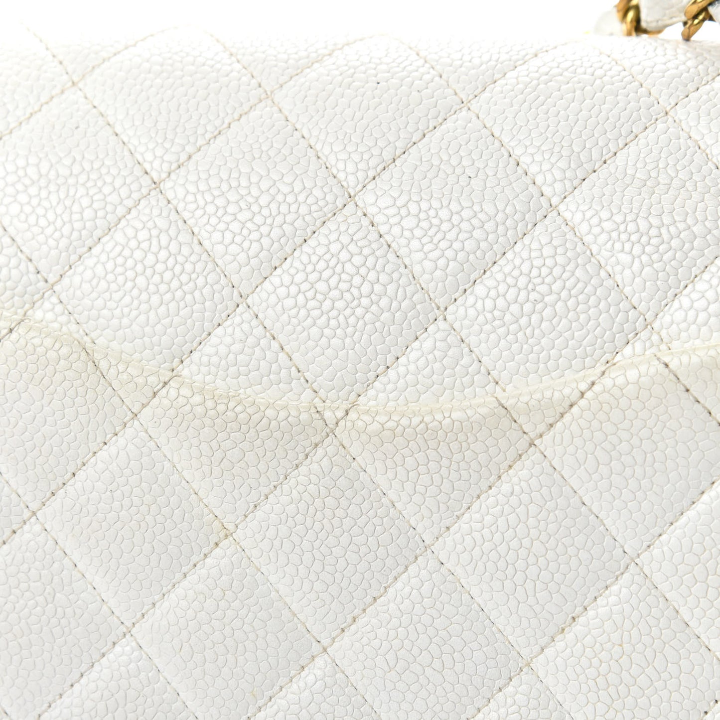 Caviar Quilted Medium Double Flap White