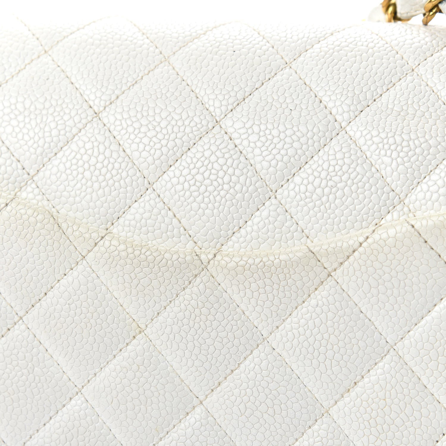 Chanel Caviar Quilted Medium Double Flap White 12 of 21