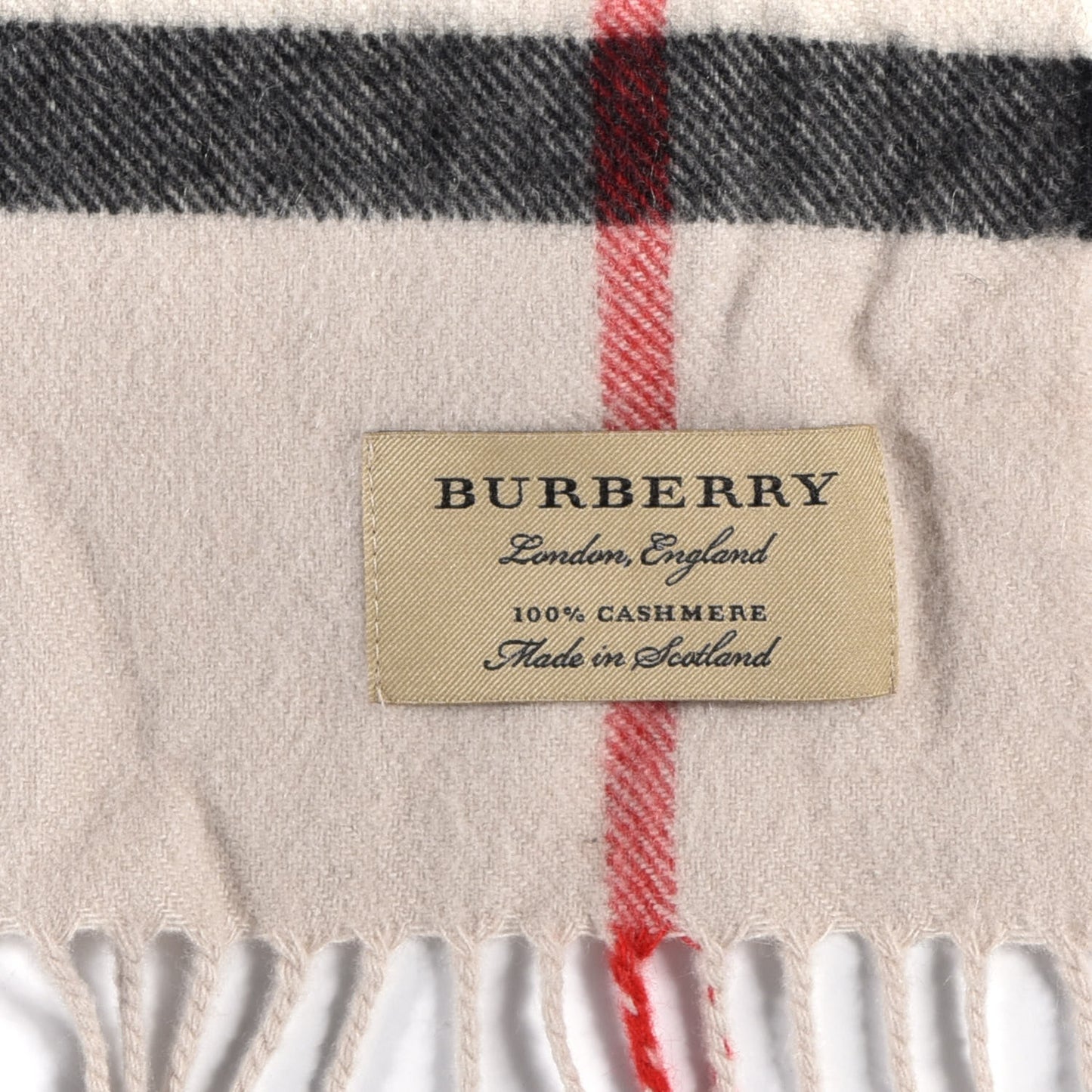 Cashmere Giant Icon Check Fringe Scarf Stone Check