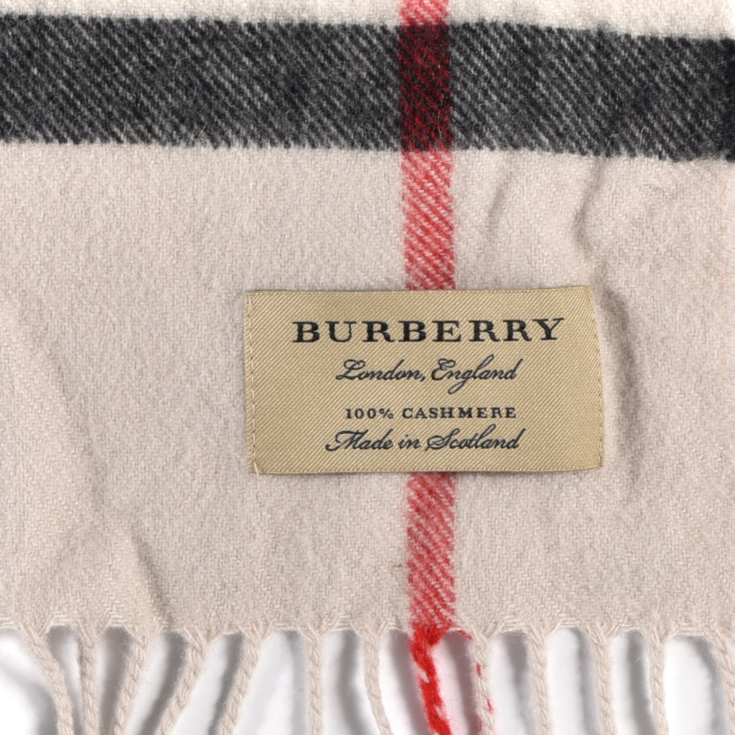 Burberry Cashmere Giant Icon Check Fringe Scarf Stone Check 3 of 3