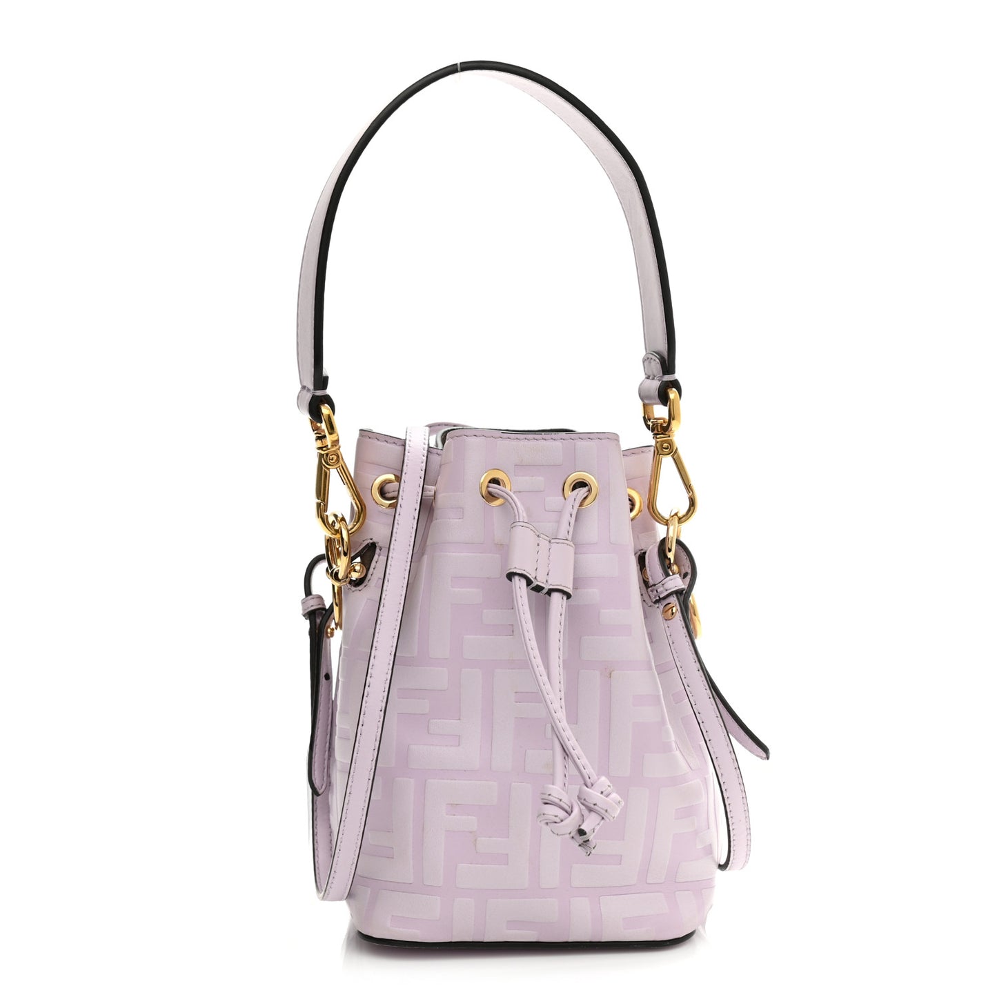 Vitello Termosport F is Fendi FF 1974 Embossed Mini Mon Tresor Bucket Bag Anemone
