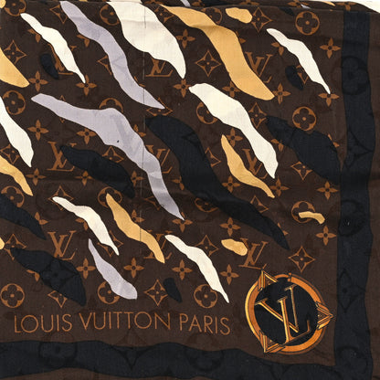 Louis Vuitton X LOL Silk Wool Monogram Square Scarf Brown 2 of 3