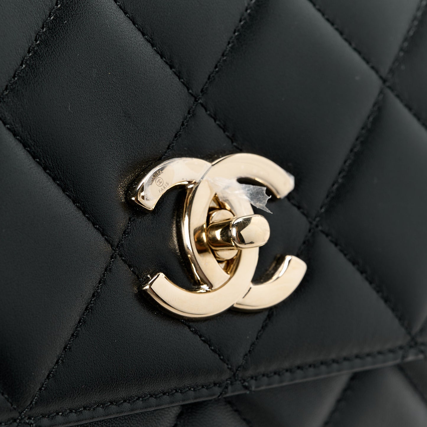 Lambskin Quilted Small Trendy CC Dual Handle Flap Bag Black