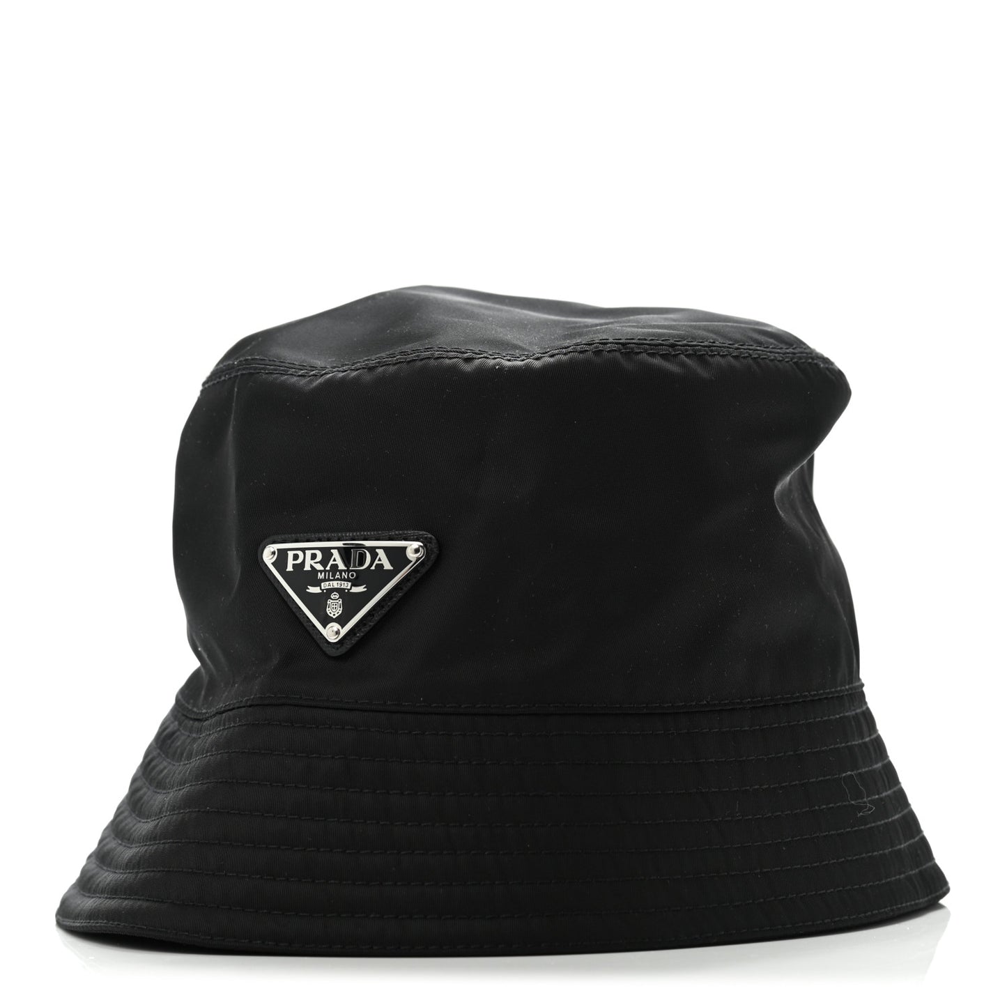 Re-Nylon Metal Triangle Logo Womens Bucket Hat S Black