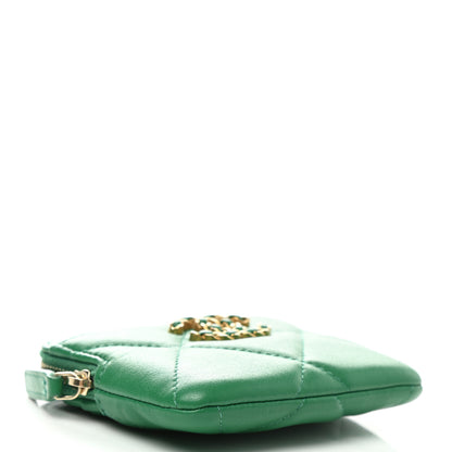 Chanel Lambskin Quilted Chanel 19 Zip Card Holder Wallet Green 4 of 8