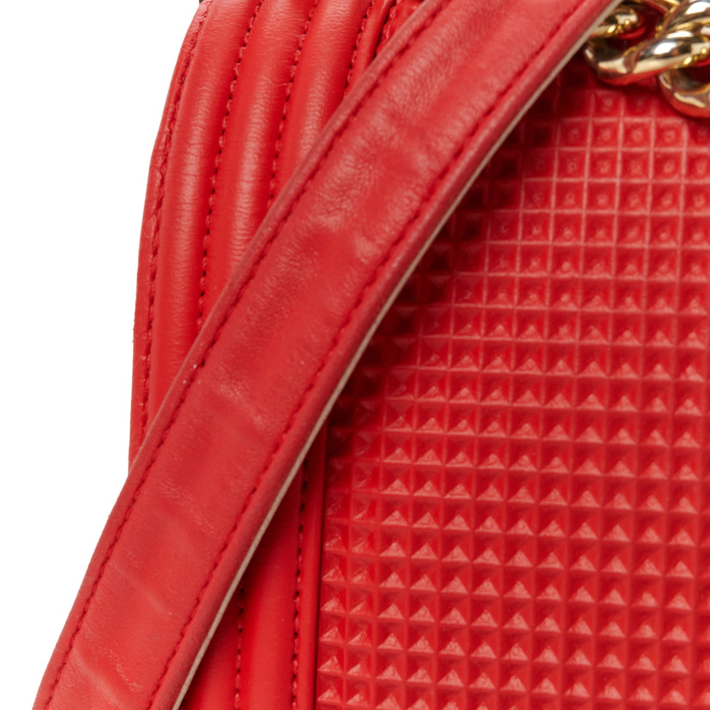 Lambskin Embossed New Medium Boy Cube Flap Red