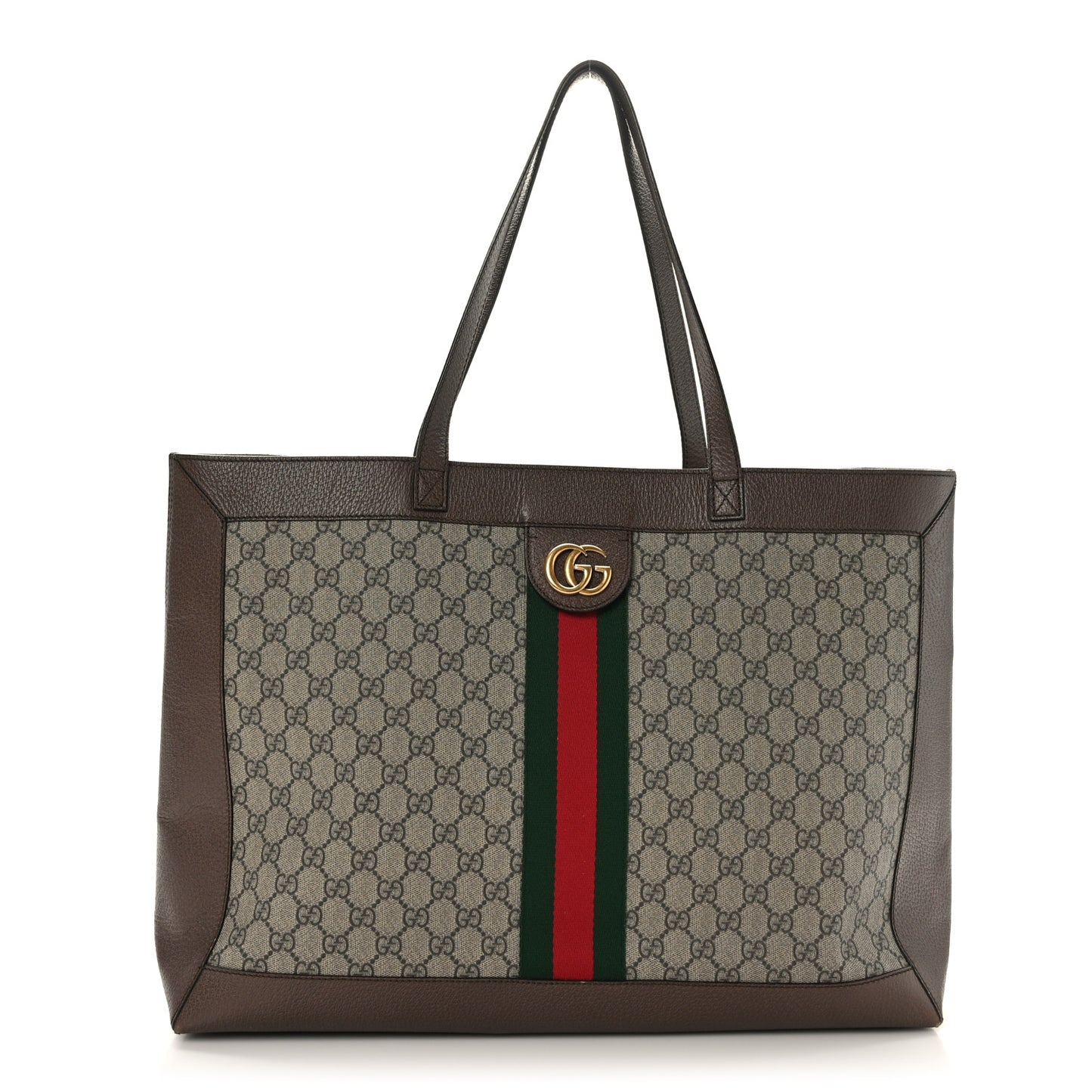 GG Supreme Monogram Web Ophidia Tote Brown