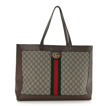 Gucci GG Supreme Monogram Web Ophidia Tote Brown 1 of 10