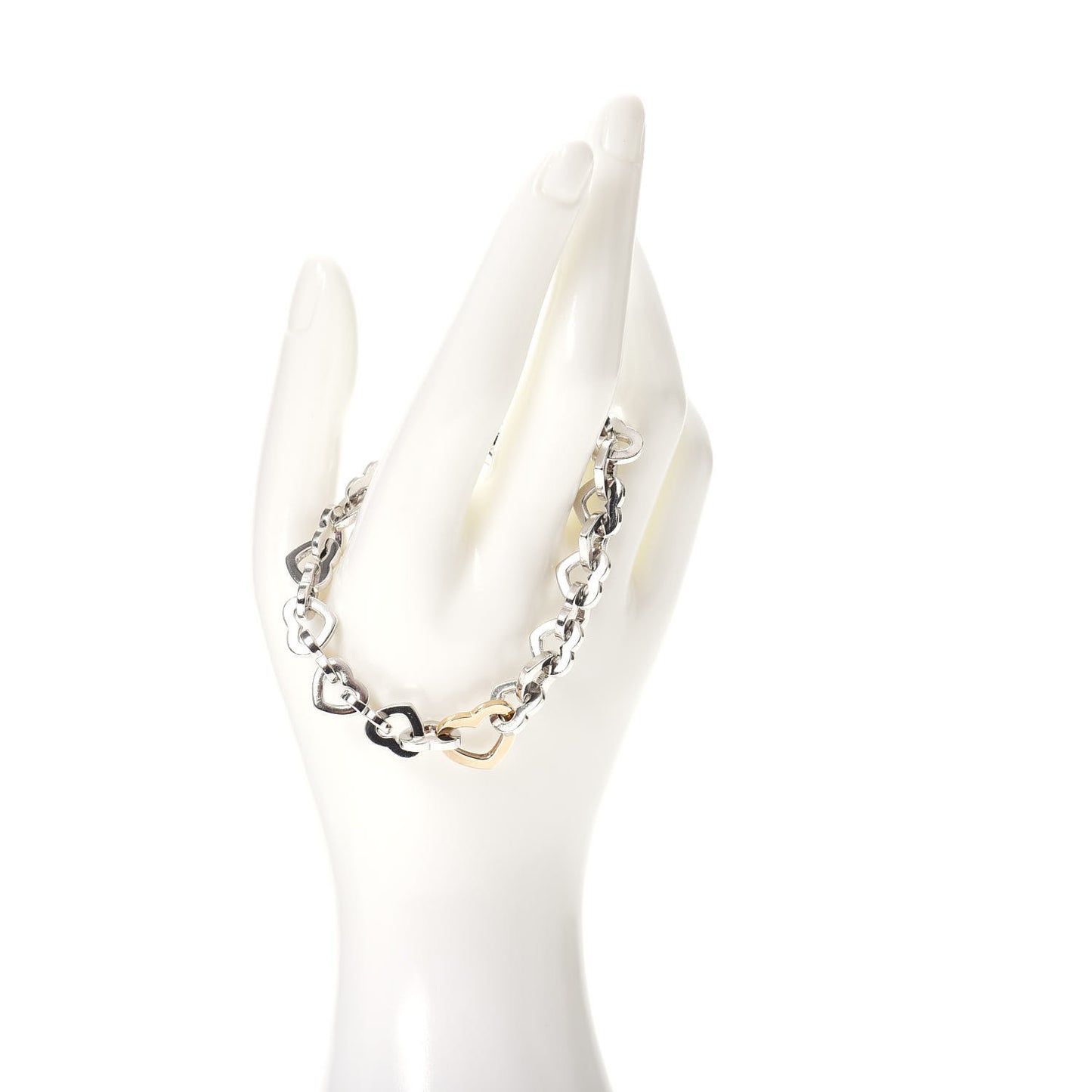 Sterling Silver 18K Yellow Gold Heart Links Bracelet