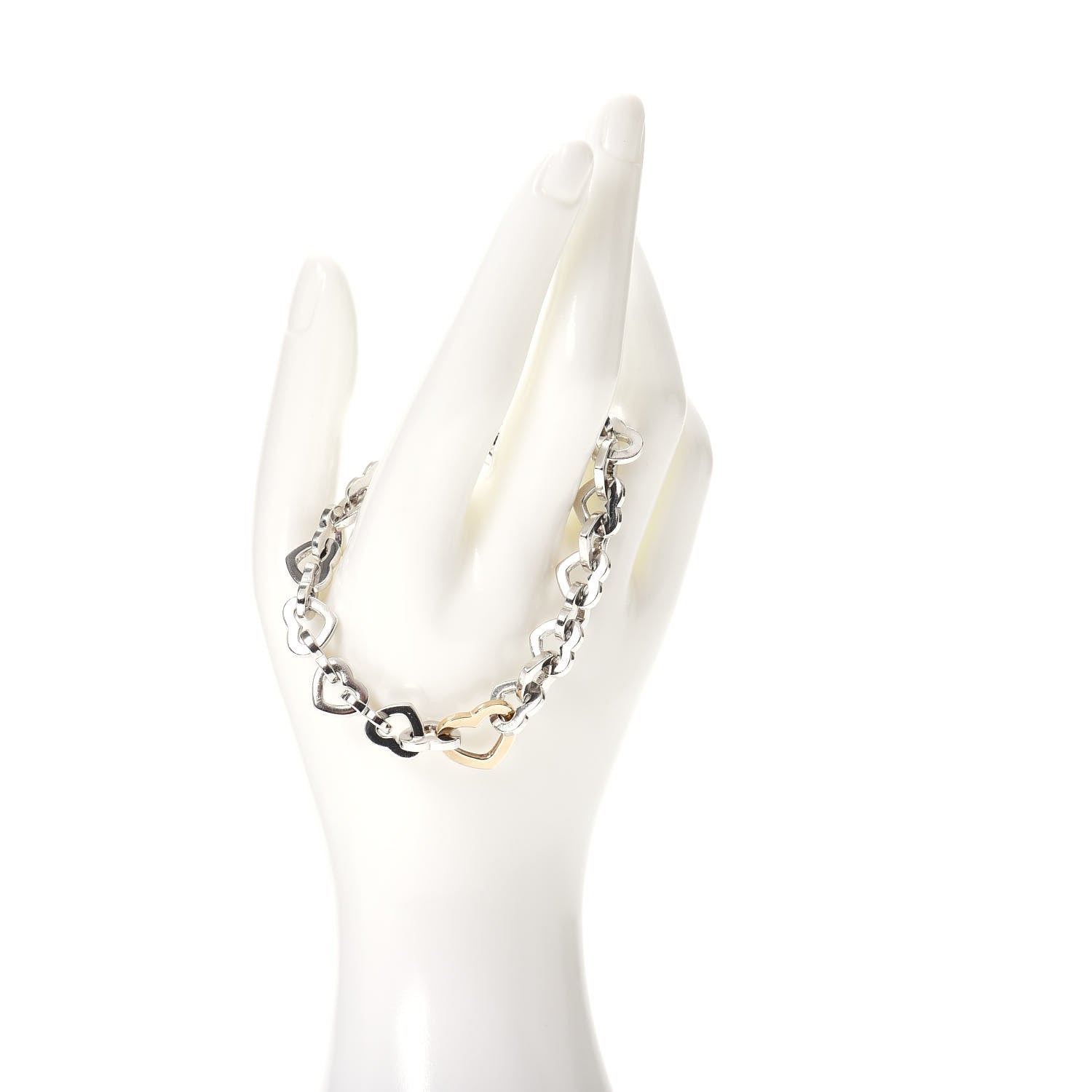 Tiffany Sterling Silver 18K Yellow Gold Heart Links Bracelet 2 of 4