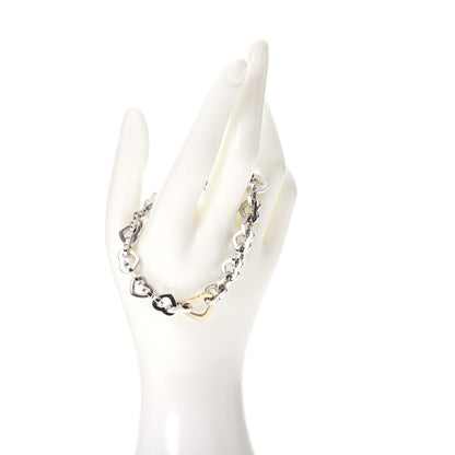 Tiffany Sterling Silver 18K Yellow Gold Heart Links Bracelet 2 of 4