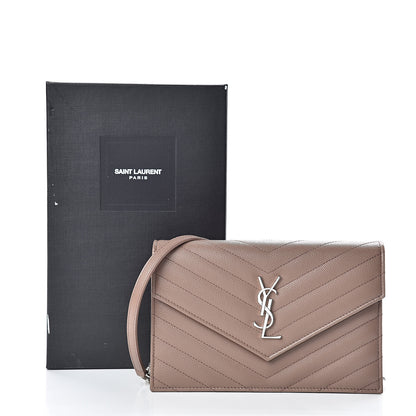 Saint Laurent Grain De Poudre Matelasse Chevron Monogram Envelope Chain Wallet Fard 12 of 12
