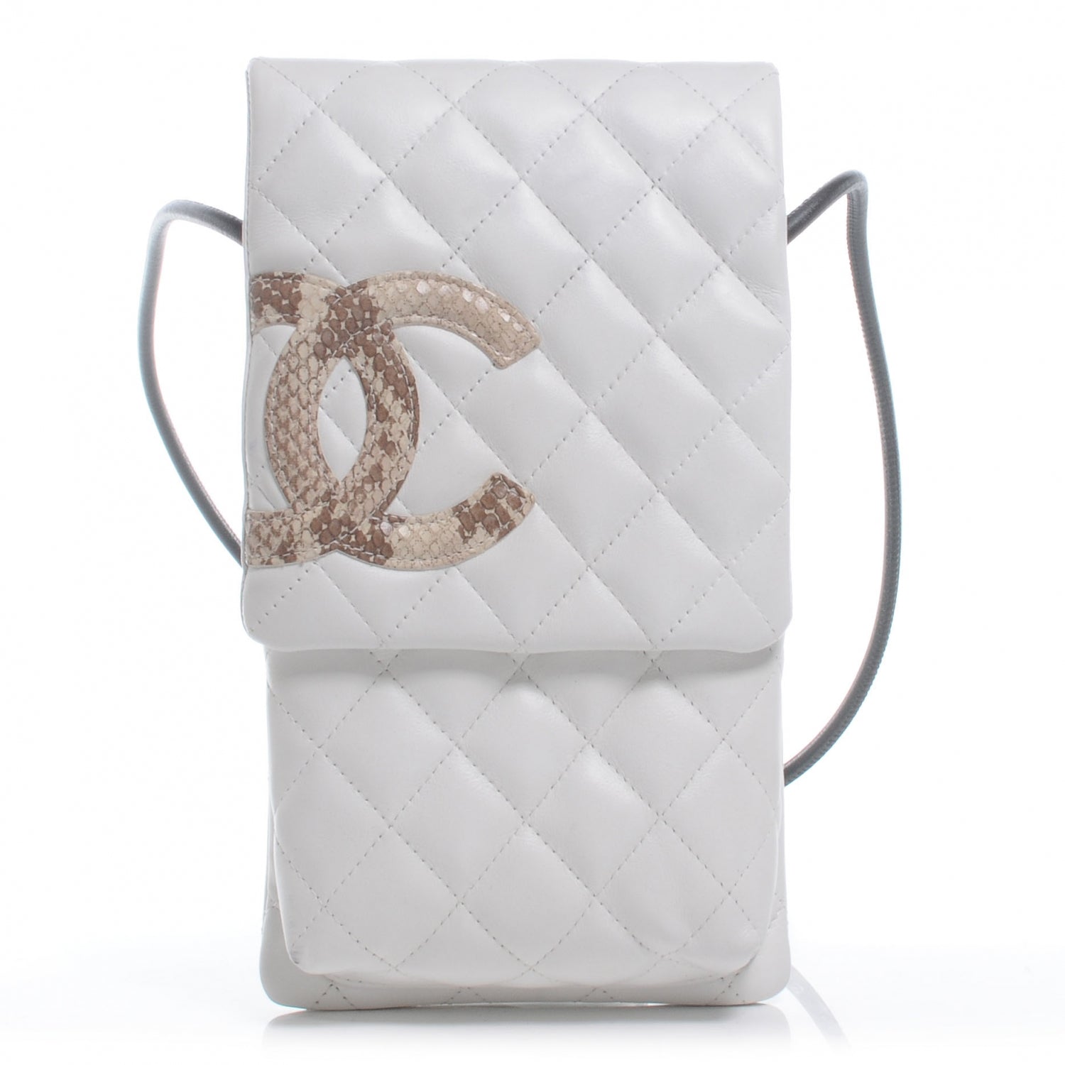 Chanel Calfskin Python Quilted Cambon Shoulder Bag White 1 of 8