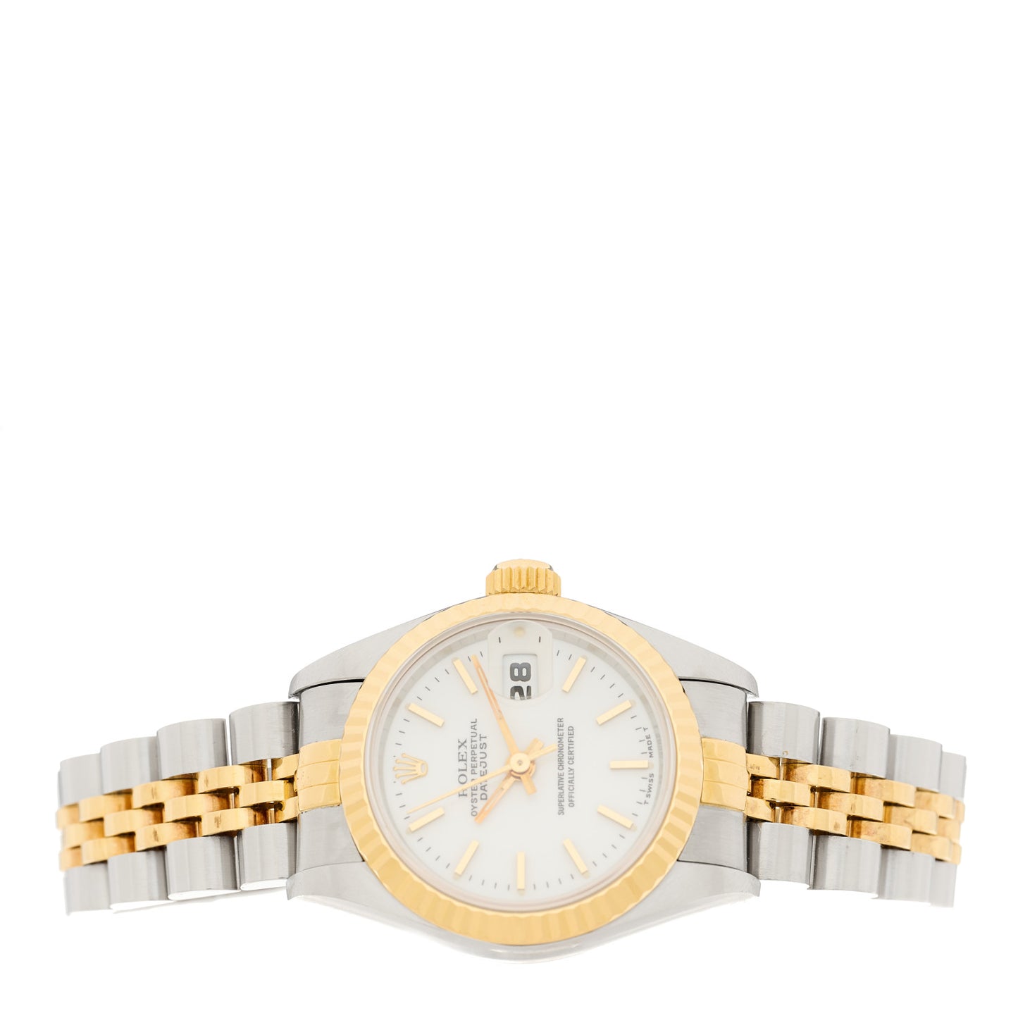 Stainless Steel 18K Yellow Gold 26mm Oyster Perpetual Datejust Watch White 69173