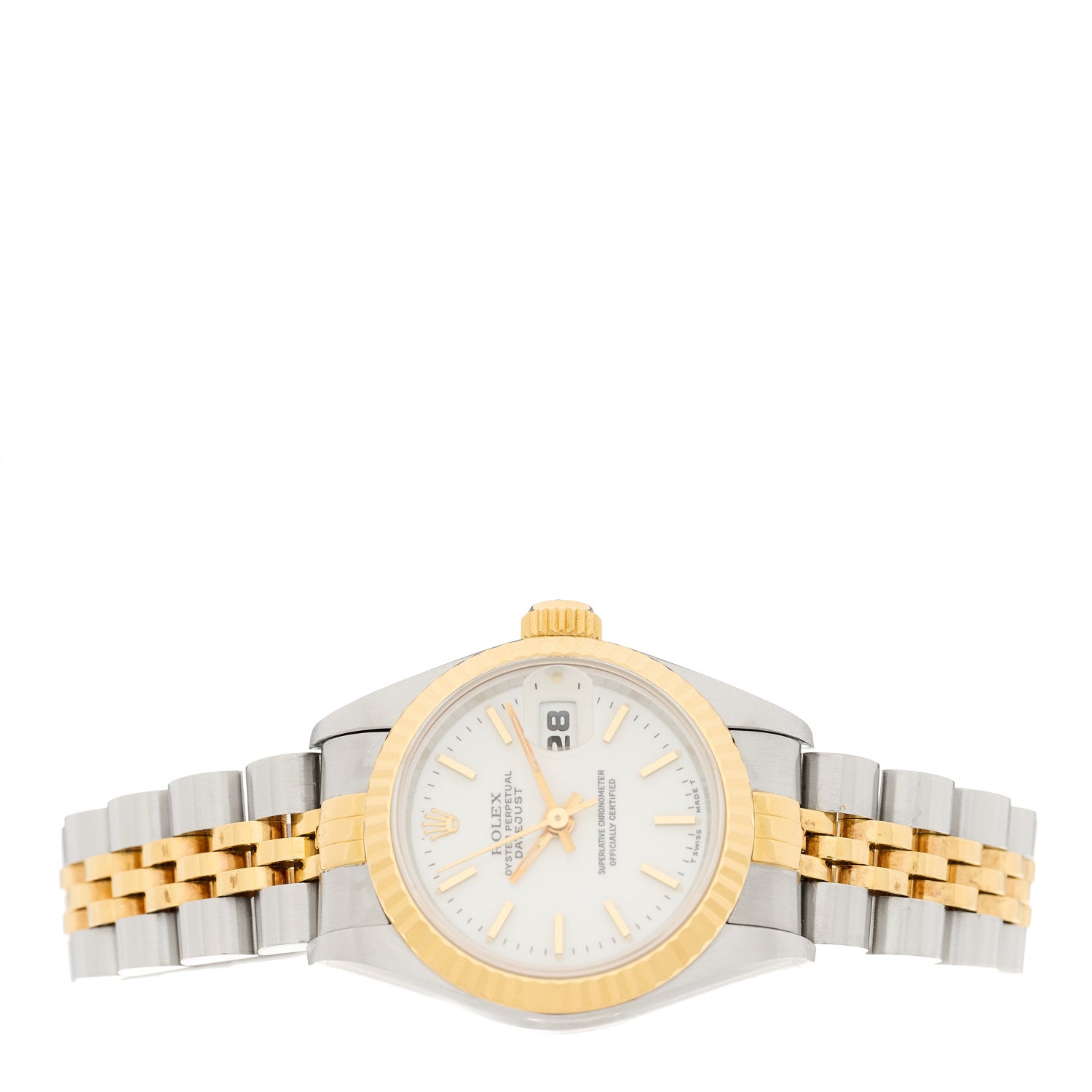 Rolex Stainless Steel 18K Yellow Gold 26mm Oyster Perpetual Datejust Watch White 69173 2 of 4