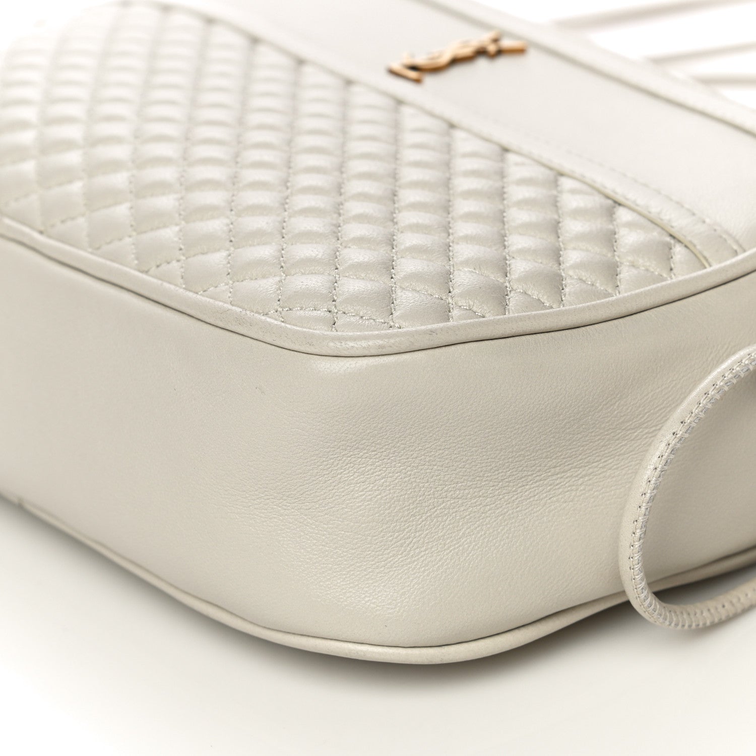 Saint Laurent Lambskin Quilted Victoire Camera Bag Blanc Vintage 9 of 11