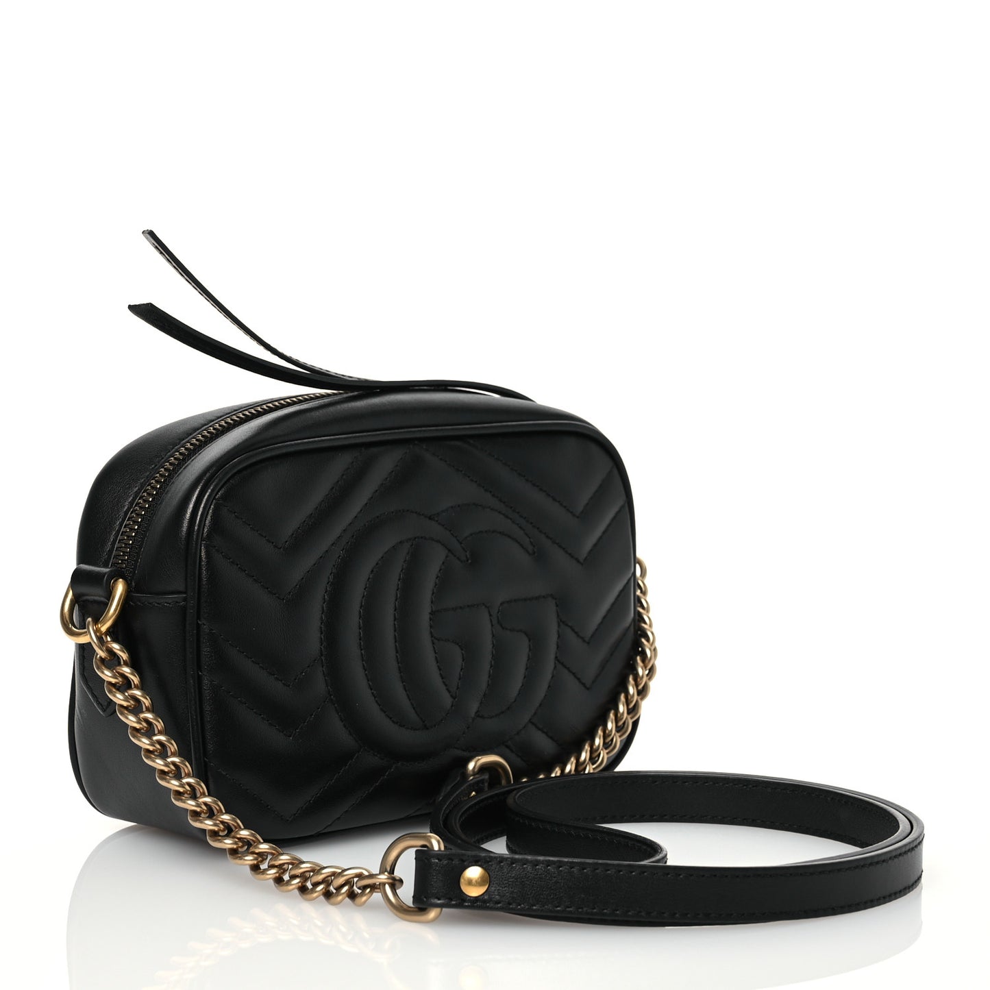 Calfskin Matelasse Mini GG Marmont Chain Shoulder Bag Black