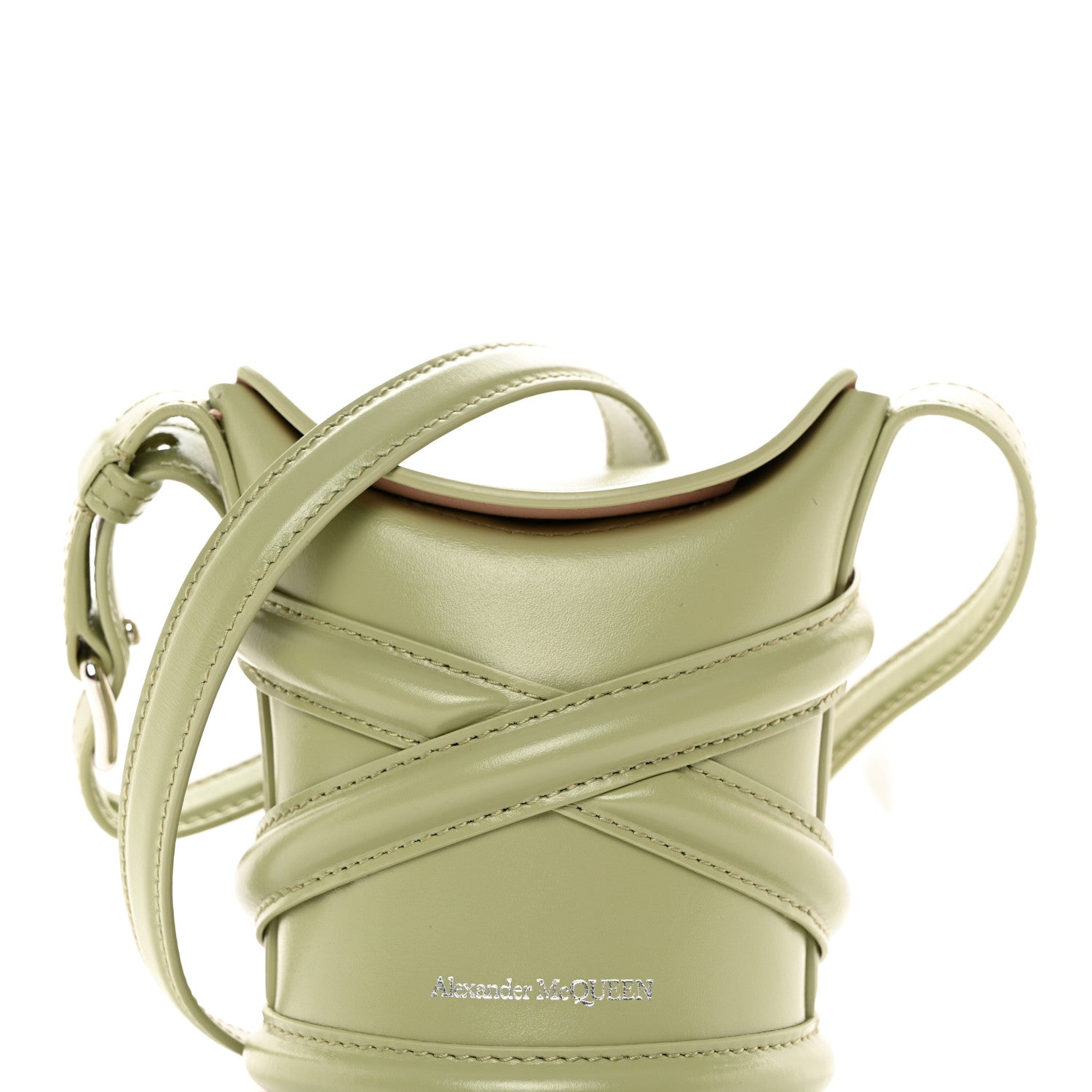 Alexander McQueen Calfskin Mini Curve Bucket Bag Sage 9 of 12