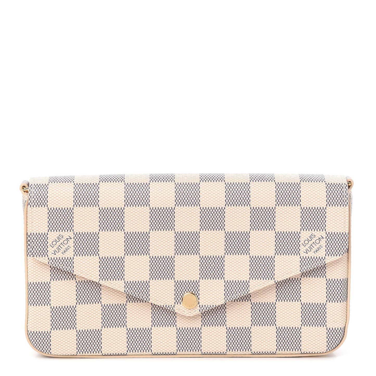 Damier Azur Pochette Felicie Chain Wallet Rose Ballerine