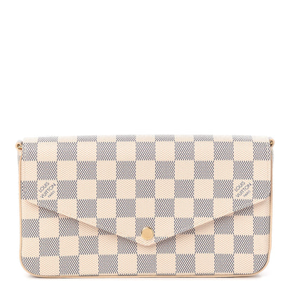 Louis Vuitton Damier Azur Pochette Felicie Chain Wallet Rose Ballerine 1 of 10