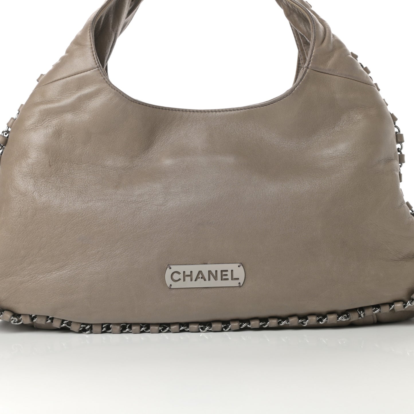 Lambskin Chain Hobo Grey