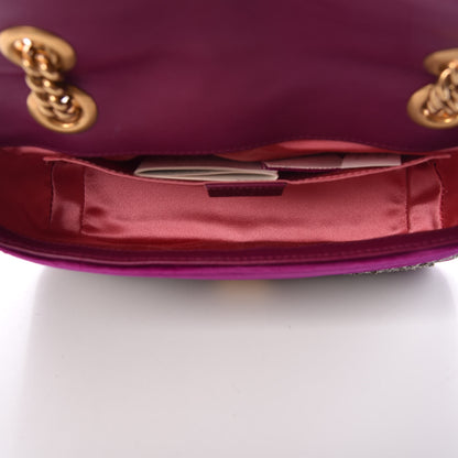 Gucci Velvet Matelasse Embroidered Mini GG Marmont Shoulder Bag Bordeaux 5 of 9