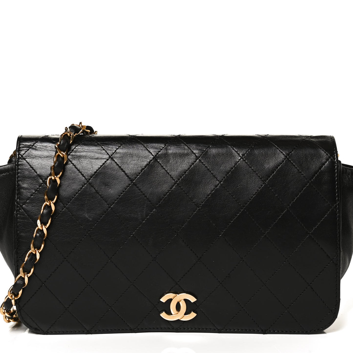 Lambskin Quilted Small Single Flap Black