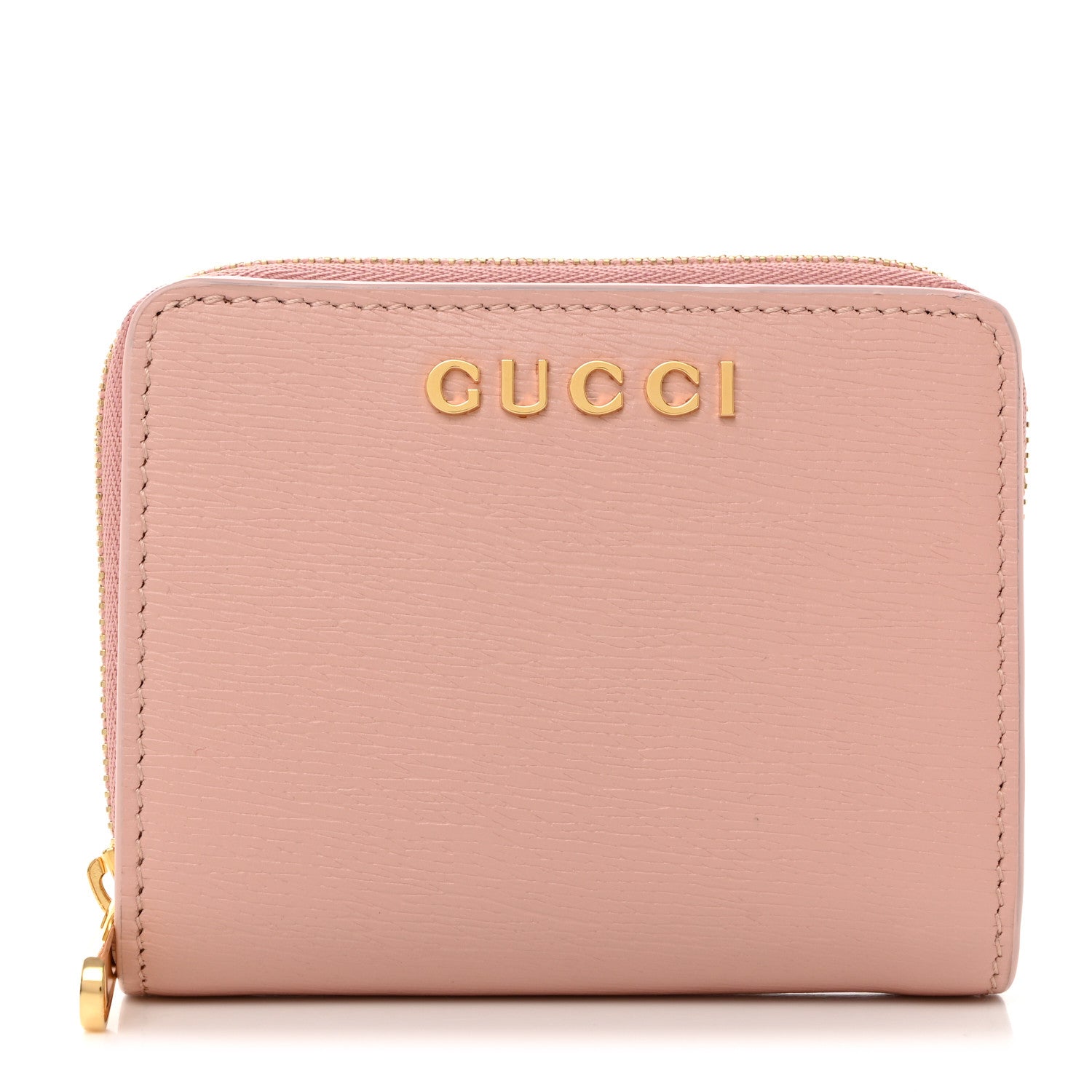 Gucci Textured Calfskin Script Logo Mini Wallet Perfect Pink 1 of 9