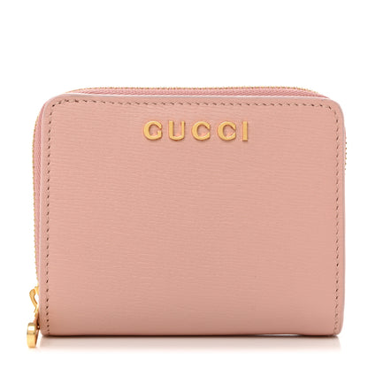 Gucci Textured Calfskin Script Logo Mini Wallet Perfect Pink 1 of 9