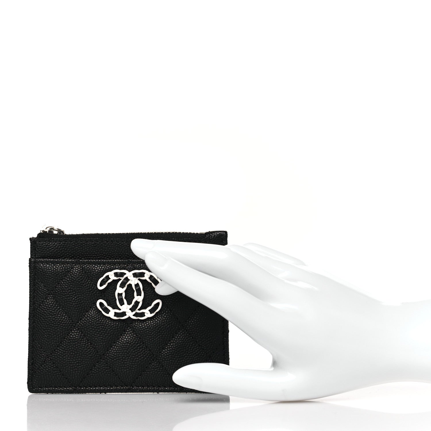 Chanel Caviar Quilted Chanel 19 Zip Card Holder Black 2 of 9