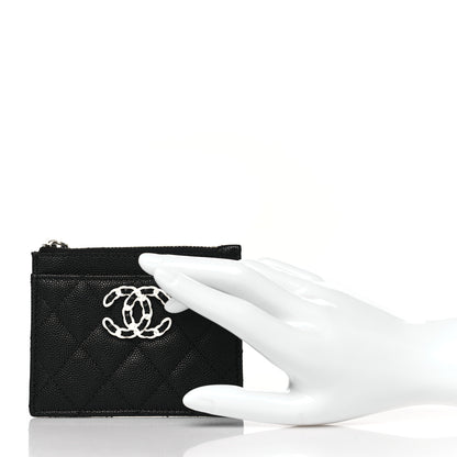 Chanel Caviar Quilted Chanel 19 Zip Card Holder Black 2 of 9