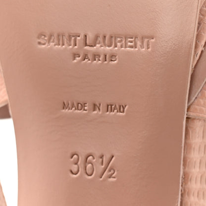 Saint Laurent Calfskin Crocodile Embossed Tribute 105 Platform Sandals 36.5 Pale Pink 9 of 15