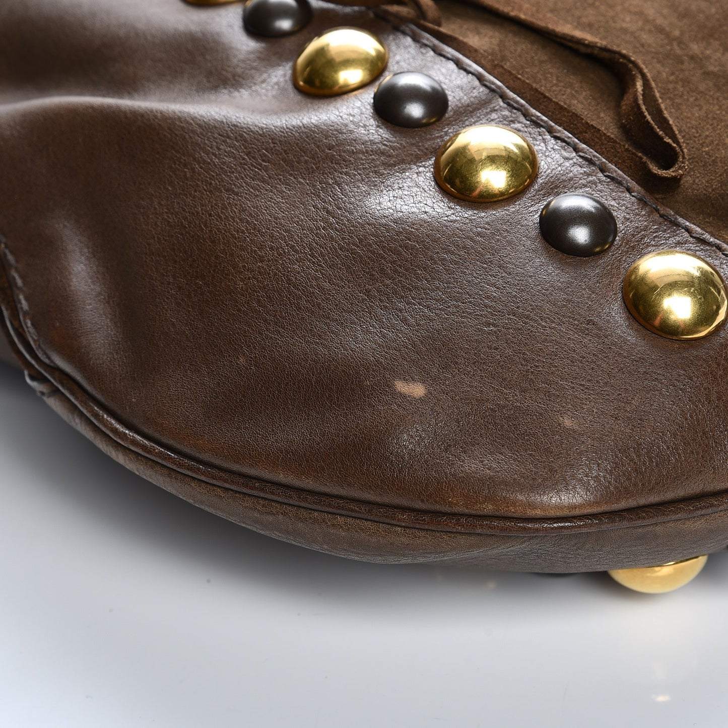 Calfskin Suede Fringe Babouska Hobo Brown