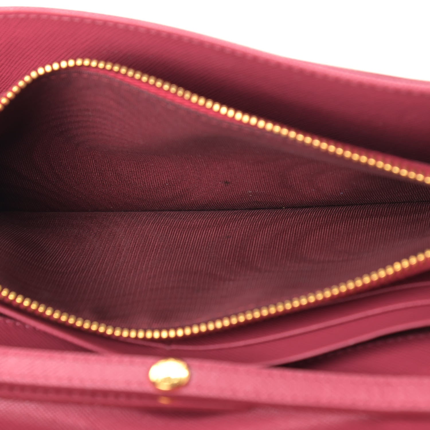 Prada Saffiano Metal Oro Chain Wallet Ibisco 9 of 20