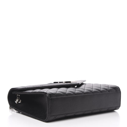 Saint Laurent Grain De Poudre Textured Mixed Matelasse Triquilt Medium Monogram Satchel Black 4 of 10