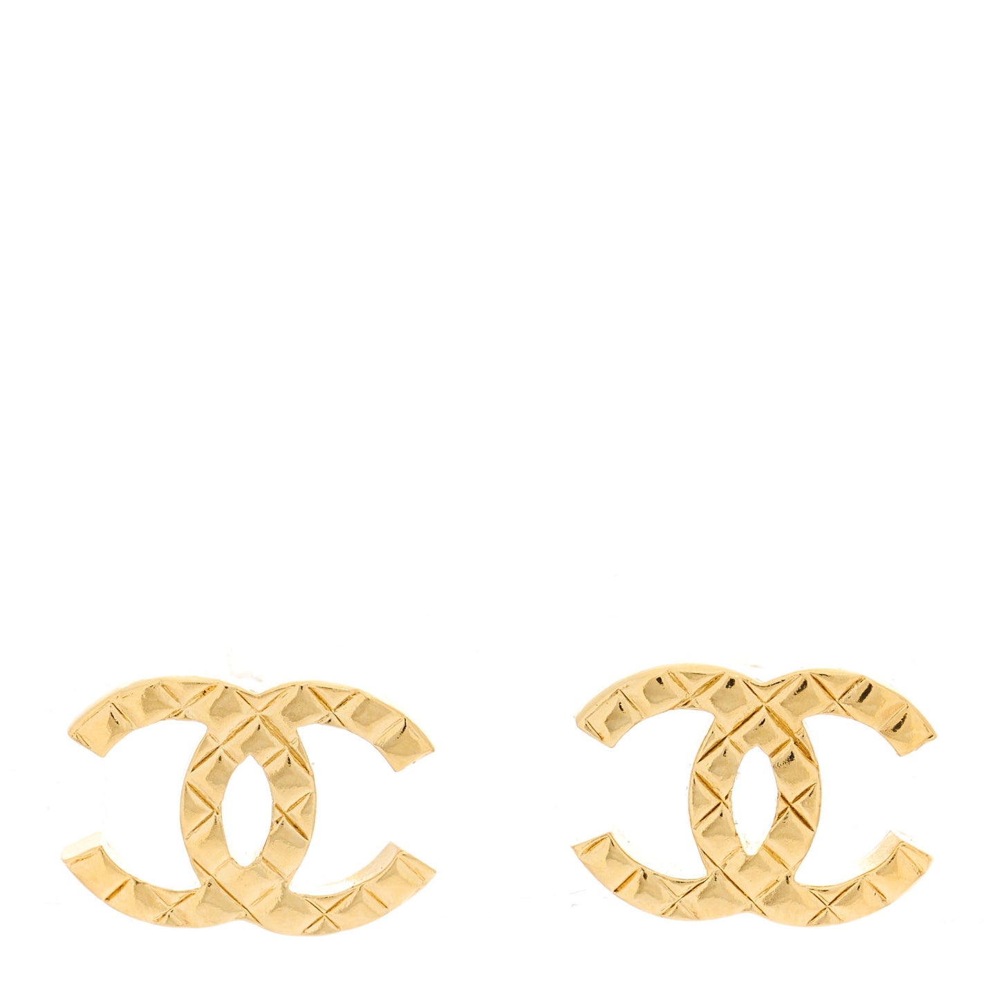 Metal Textured CC Earrings Gold