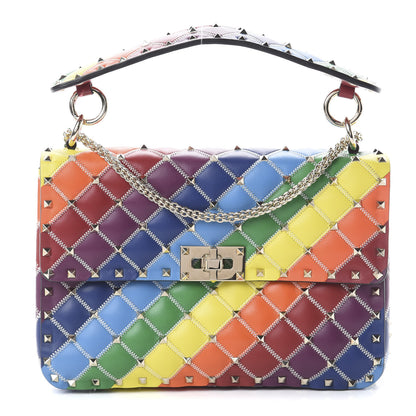 Valentino Garavani Lambskin Medium Rockstud Spike Shoulder Bag Rainbow 1 of 8