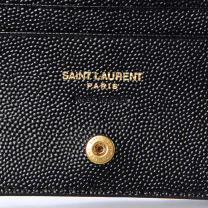 Saint Laurent Grain De Poudre Matelasse Chevron Monogram Card Case Black 6 of 8