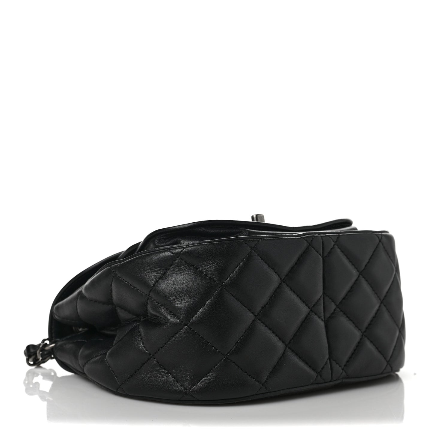 Lambskin Quilted Messenger Flap Black