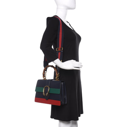 Gucci Moon Calfskin Bamboo Web Medium Dionysus Top Handle Bag Blue Emerald Hibiscus Red 2 of 10