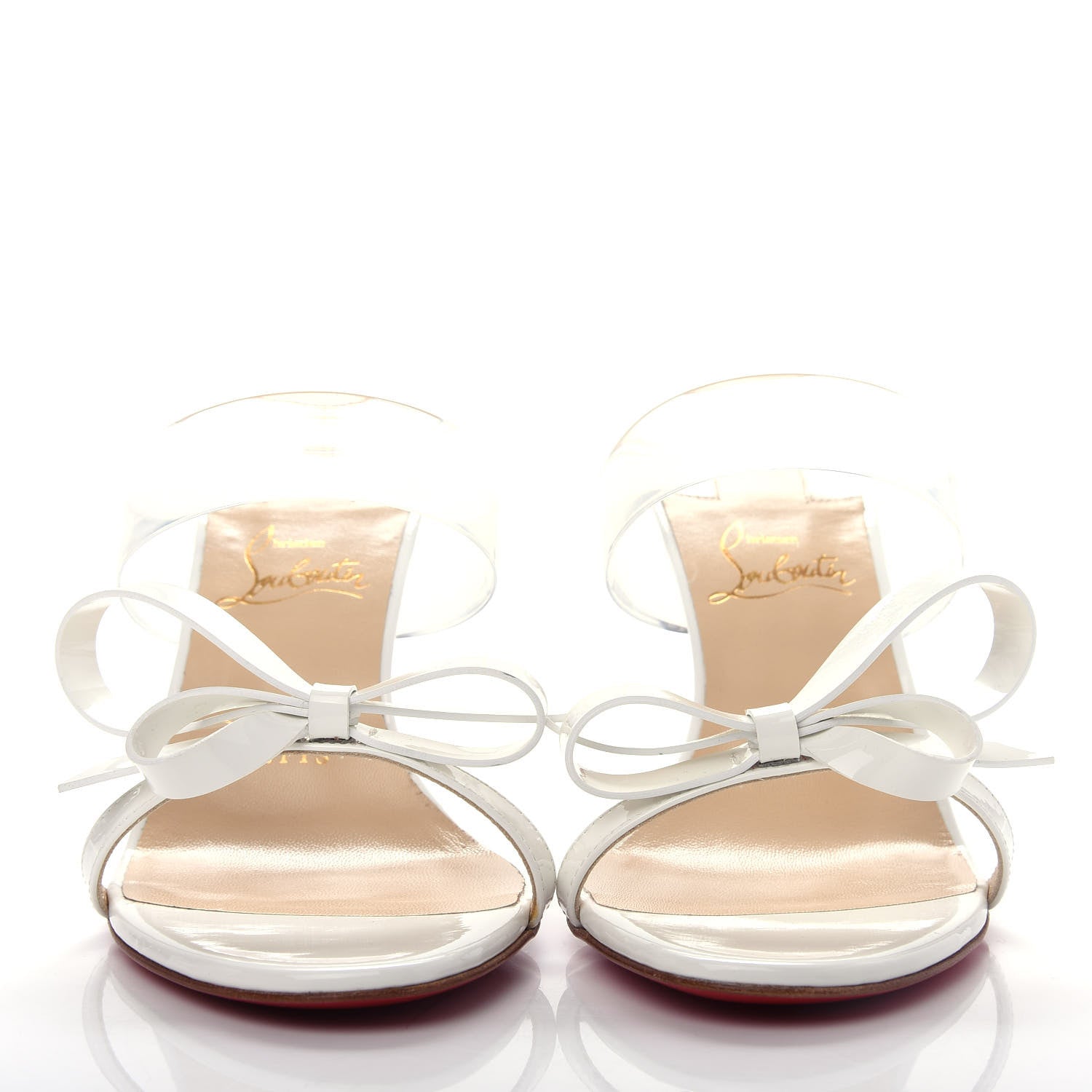 Christian Louboutin Patent PVC Just Nodo 85 Slide Sandals 36.5 White 2 of 11