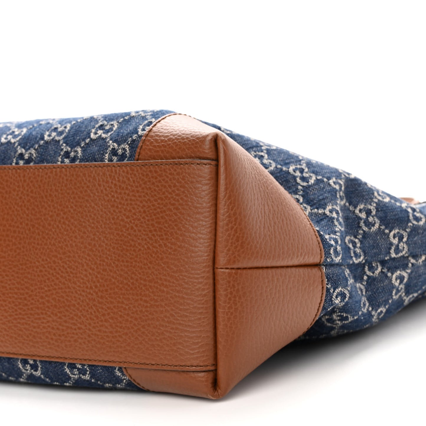 New Denim GG Monogram Medium Ophidia Shopping Tote Blue Tea Cuir