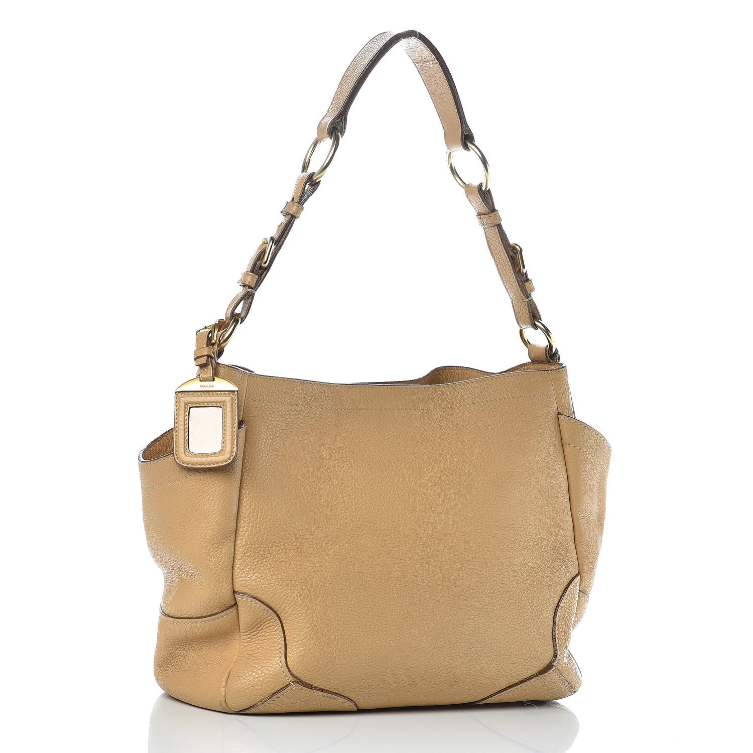 Prada Vitello Daino Side Pocket Hobo Sabbia 3 of 21