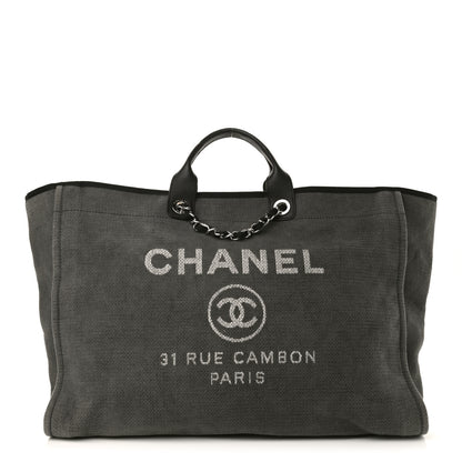 Chanel Canvas Extra Large Deauville Tote Grey 1 of 8