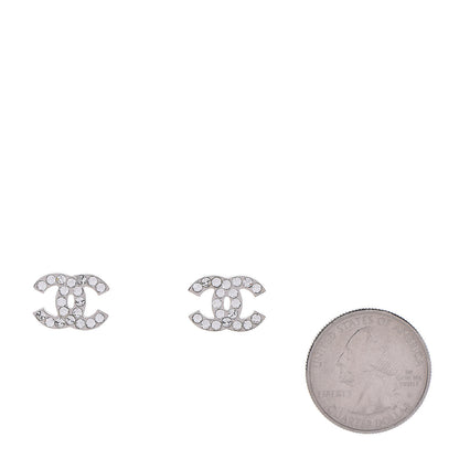Chanel Crystal Mini Timeless CC Earrings Silver 3 of 5